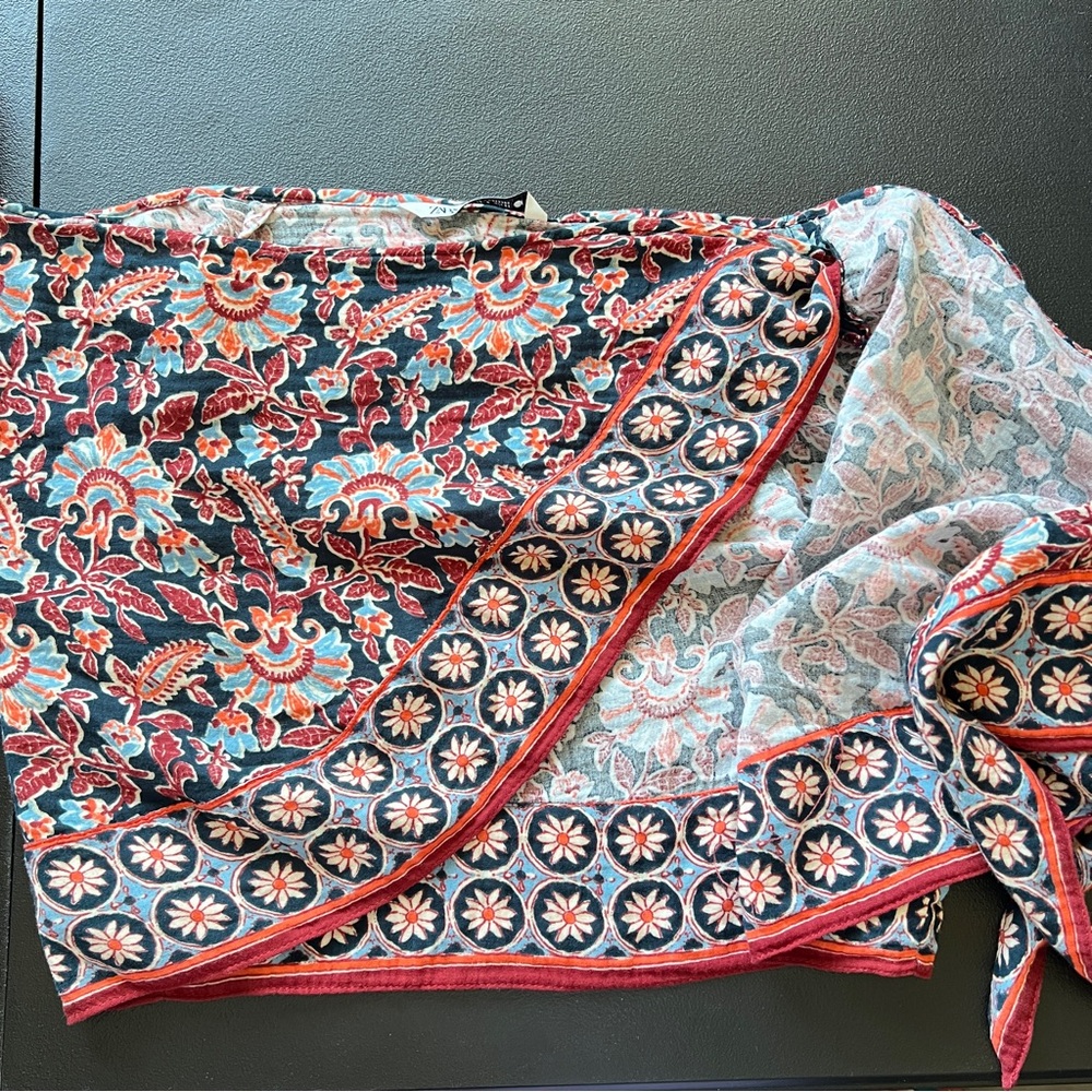 ZARA Floral Paisley Print Wrap Mini Skirt Multicolor Women’s Size Small - Picture 7 of 9